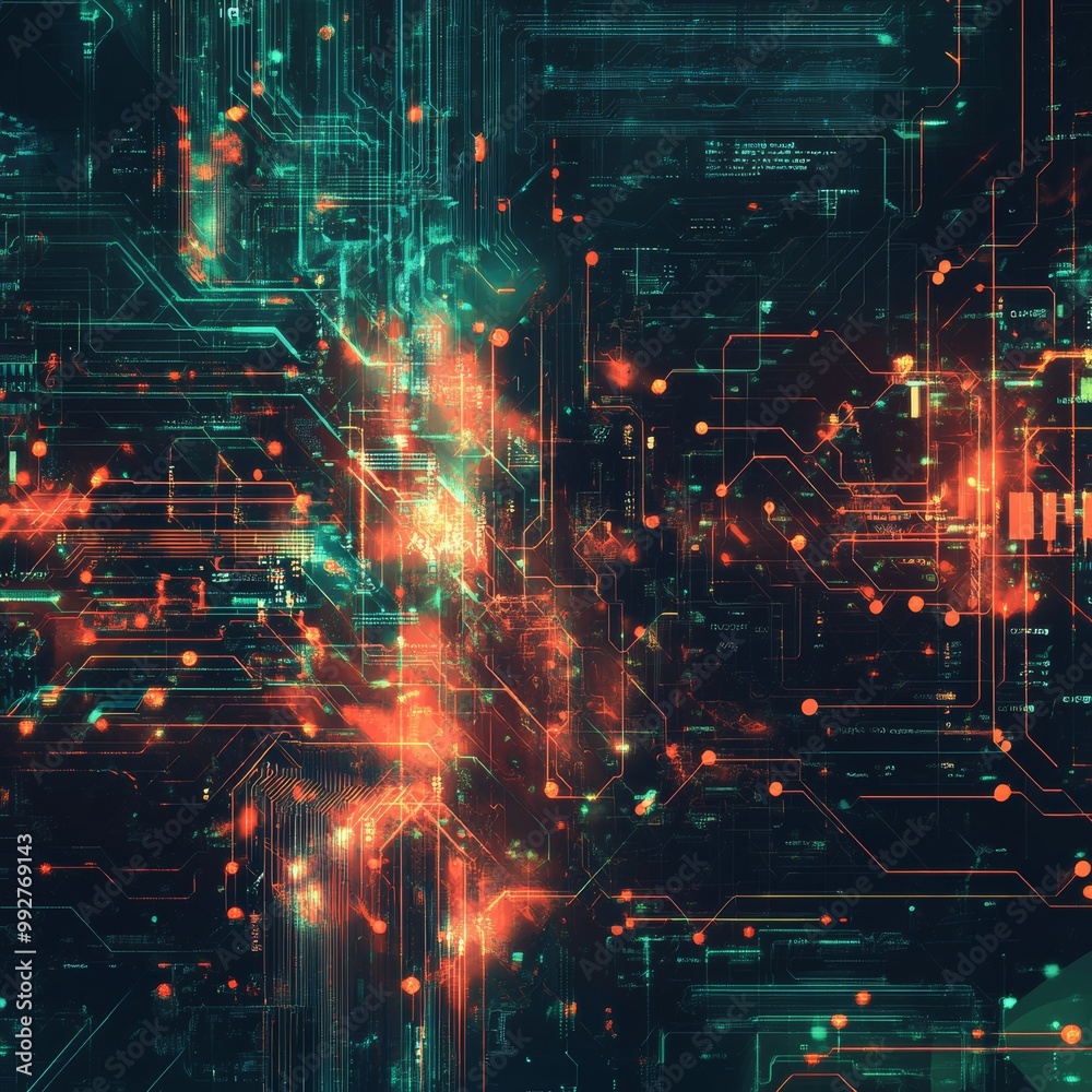 Obraz premium digital backend technology concept particle background design