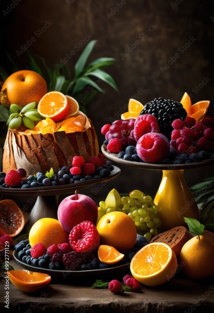 vibrant food displays featuring striking diverse artistic arrangements that capture eye, appetizing, bold, bright, buffet, catering, colorful, cuisine vibrant food displays featuring striking diverse artistic arrangements that capture eye, appetizing, bold, bright, buffet, catering, colorful, cuisine