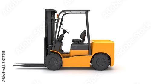 An electric forklift positioned inside a learning center, highlighting a modern training environment focused on material handling and logistics. 