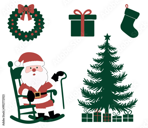 santa claus and christmas tree