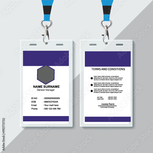 Modern ID card design template. Corporate identity card design. Professional employee id card.