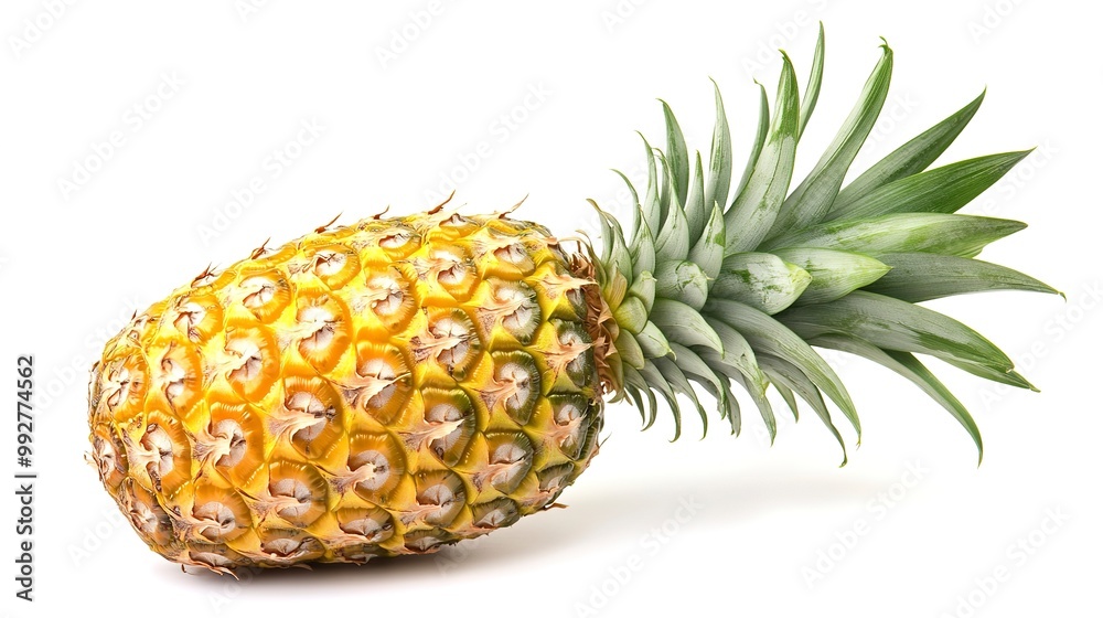 a pineapple with foliage. academy, aesthetic, isolated on white background a pineapple with foliage. academy, aesthetic, isolated on white background