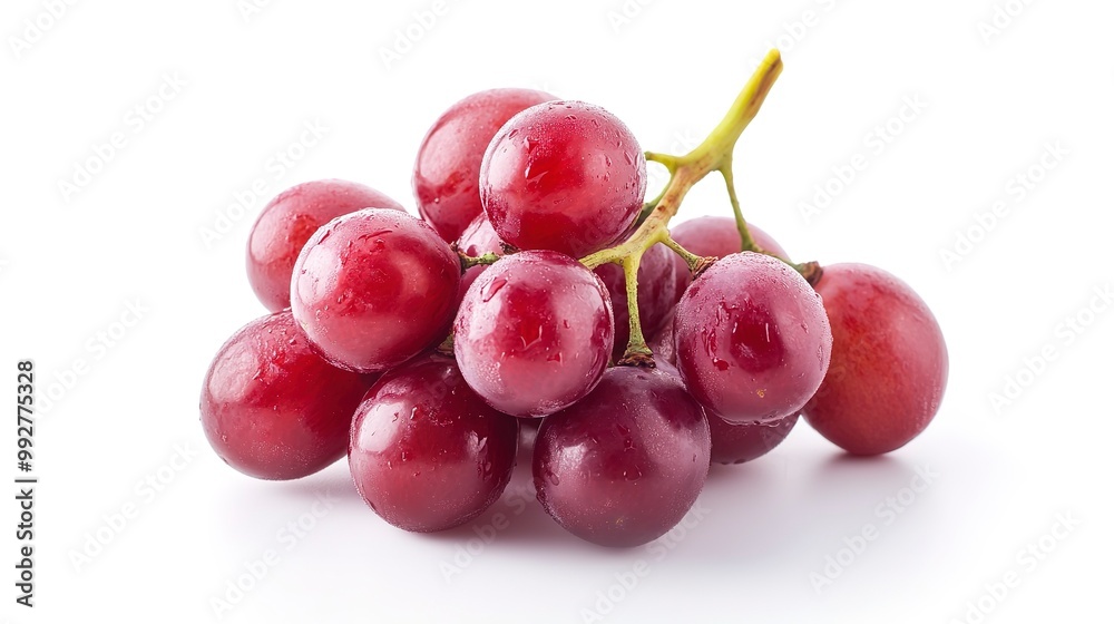 A bunch of red grapes isolated on a white background. 