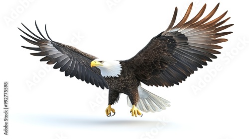 3D rendering of a bald eagle isolated on white background. Computer generated illustration. 