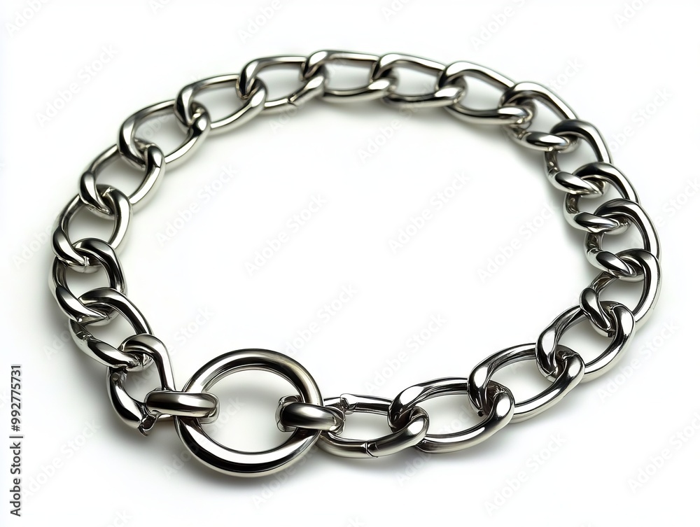 Fototapeta premium A silver chain bracelet with a circle on it
