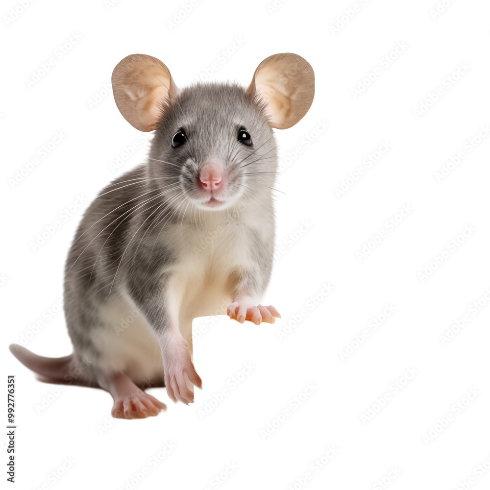 Adorable Gray Mouse With Cheese On White Background Adorable Gray Mouse With Cheese On White Background