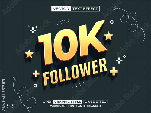 10k follower sale editable text, font effect, 3d text for title
