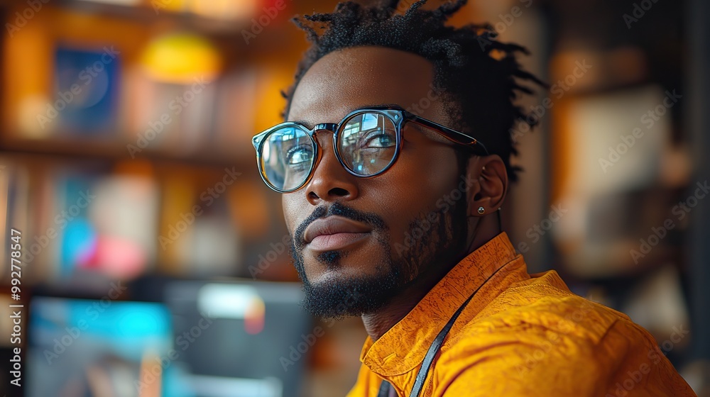 A collage of an African American man using mobile devices in an office, representing the blend of personal and virtual interfaces. A collage of an African American man using mobile devices in an office, representing the blend of personal and virtual interfaces.