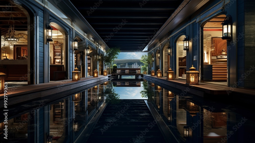 A photo of Houseboat Residences Reflecting Tranquil light A photo of Houseboat Residences Reflecting Tranquil light