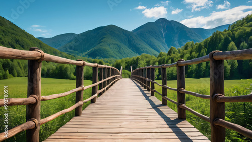 wooden bridge in the mountains