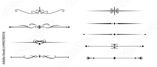 Set of Vintage decorative lines. text dividers. Line border. Lines separators, Borders, Vintage dividers, Underline elements. Vector illustration