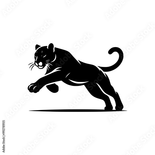 vector logo of a running puma. black and white illustration of a jaguar.
