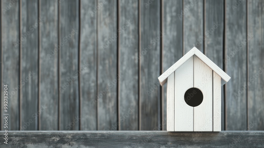 Handmade birdhouse, wood pieces and paint being used for outdoor decor, 3D illustration Handmade birdhouse, wood pieces and paint being used for outdoor decor, 3D illustration