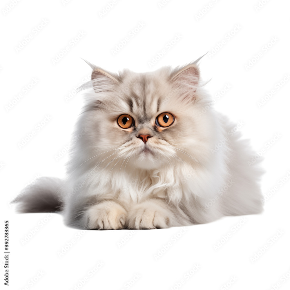 Fluffy Persian Cat With Bright Amber Eyes On White Background Fluffy Persian Cat With Bright Amber Eyes On White Background