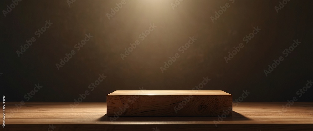 Minimal wood podium with with sunlight background. Minimal wooden stand for branding and packaging presentation Minimal wood podium with with sunlight background. Minimal wooden stand for branding and packaging presentation