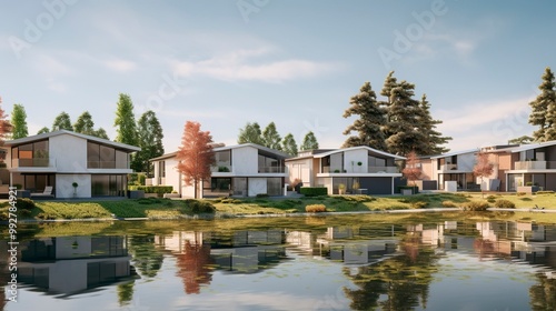 A photo of Minimal Cohousing Homes Reflecting light