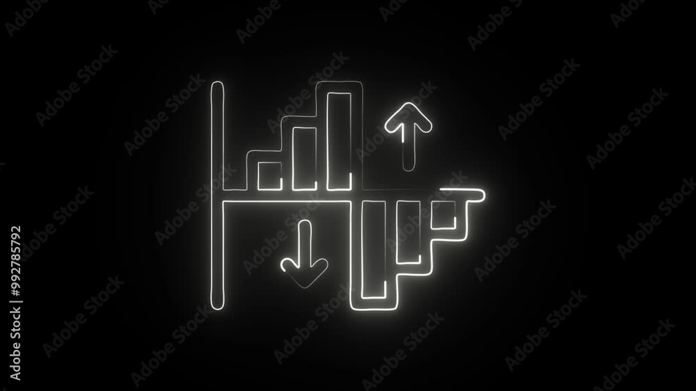Glowing Neon Bar Chart Icon Isolated on Black Background - HD Motion Graphics Animation Representing Data Visualization, Business Analytics, and Financial Statistics in Digital Media Glowing Neon Bar Chart Icon Isolated on Black Background - HD Motion Graphics Animation Representing Data Visualization, Business Analytics, and Financial Statistics in Digital Media
