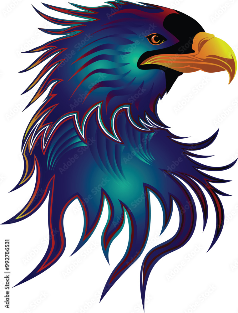 Fototapeta premium Blue Eagle Head Art Vector illustrator