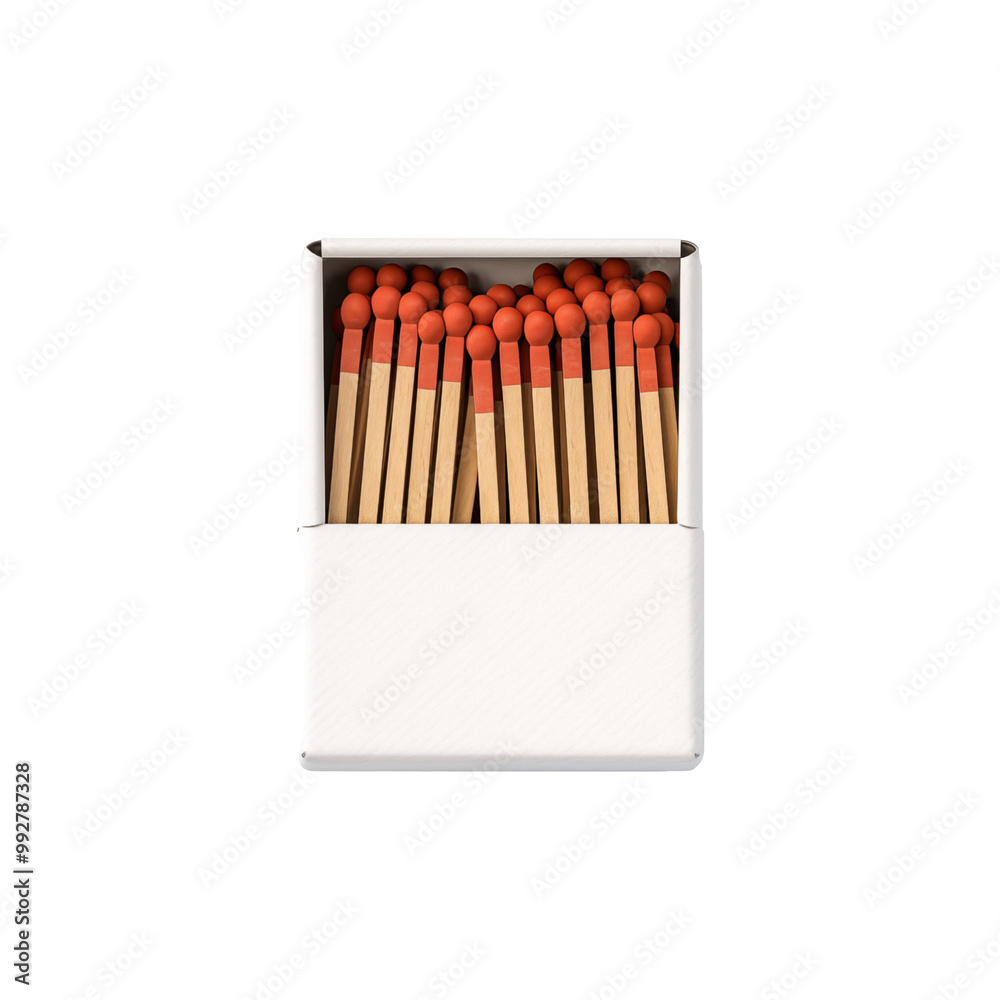Box Of Red-Tipped Wooden Matches Isolated On White Background Box Of Red-Tipped Wooden Matches Isolated On White Background