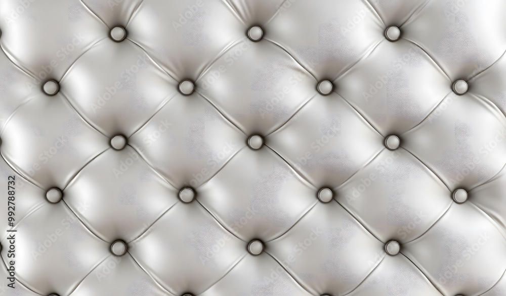 Luxury White Leather Upholstery Pattern with Button Tufting Luxury White Leather Upholstery Pattern with Button Tufting
