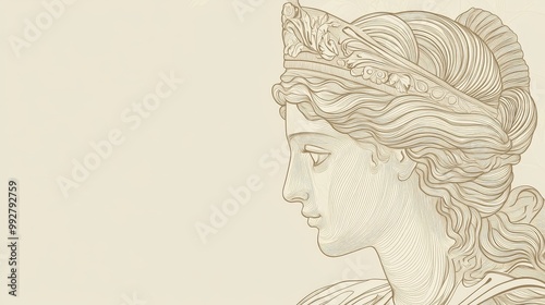 Elegant vector outline drawing of a classic Greek statue. Trendy bohemian style with an antique twist. Perfect for logos and home decor.