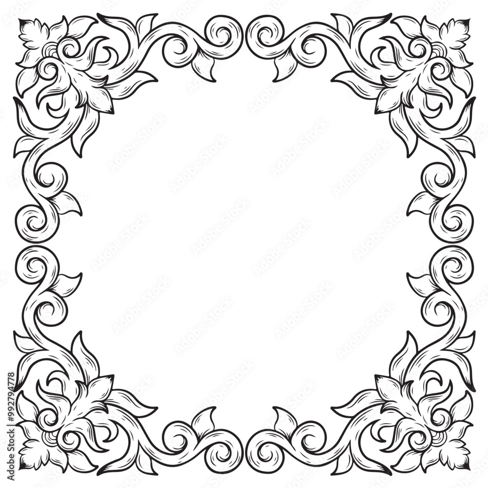 tattoo and t-shirt design black and white hand drawn engraving ornament rectangle frame vector tattoo and t-shirt design black and white hand drawn engraving ornament rectangle frame vector