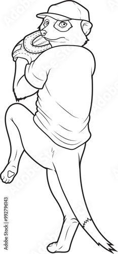 Meerkat Baseball Baseball glove Animal Vector Graphic Art Illustration