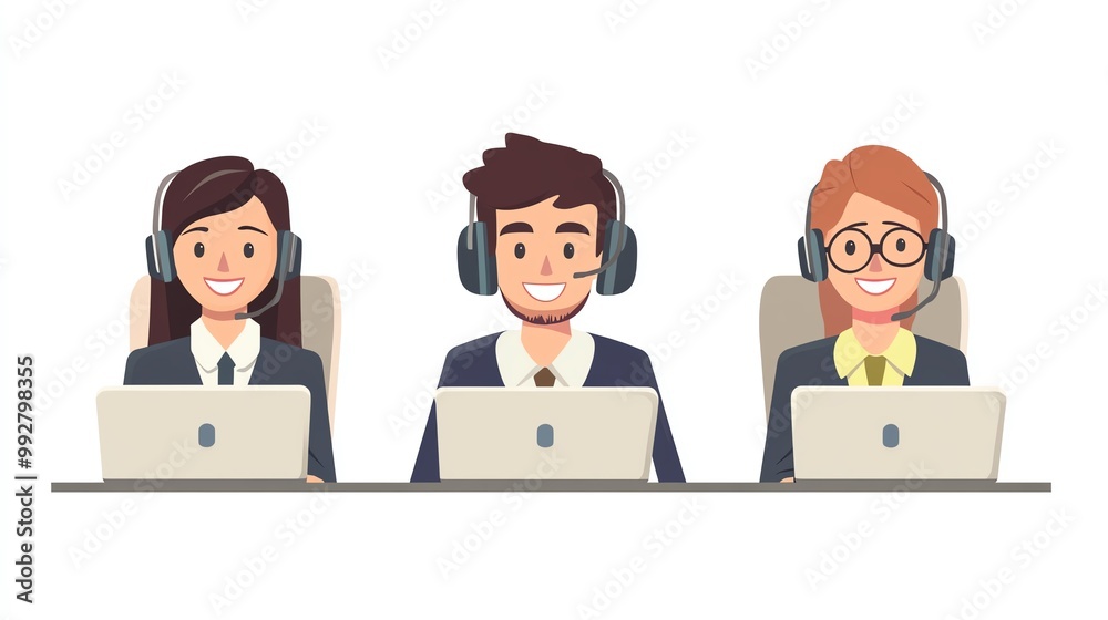 Customer support team, white isolate background Customer support team, white isolate background