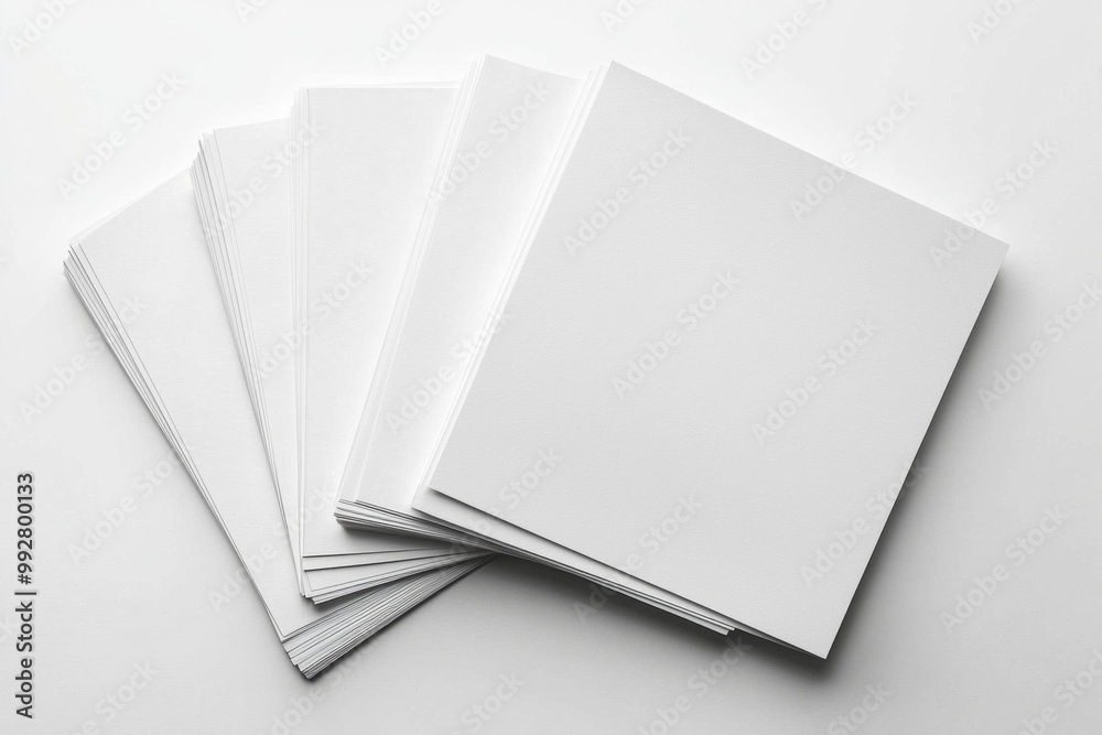 Blank A4 Stacked Paper Mockup isolated created with Generative AI
