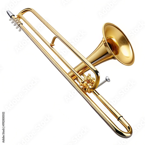 Musical instrument Trombone on white background