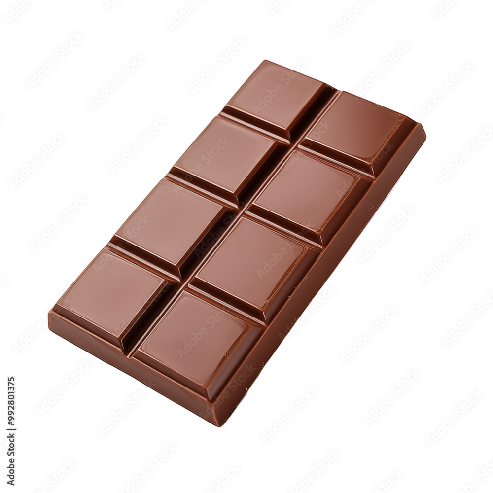 Smooth Milk Chocolate Bar With Eight Squares Isolated On White Background Smooth Milk Chocolate Bar With Eight Squares Isolated On White Background