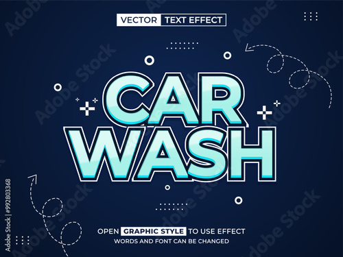 car wash editable text, font effect, 3d text for title