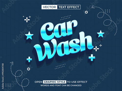car wash editable text, font effect, 3d text for title