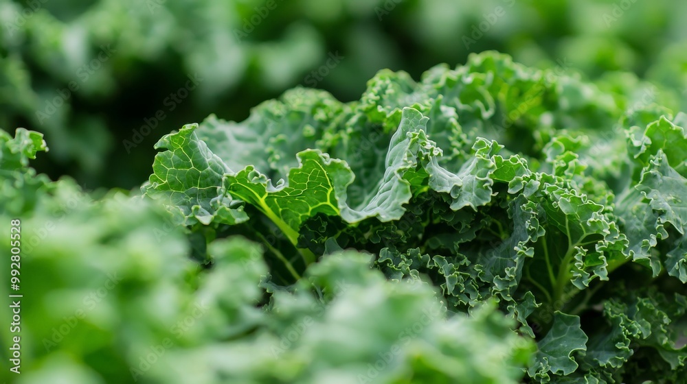 A close-up of kale plants growing in a hydroponic system, their deep green leaves indicating robust health A close-up of kale plants growing in a hydroponic system, their deep green leaves indicating robust health