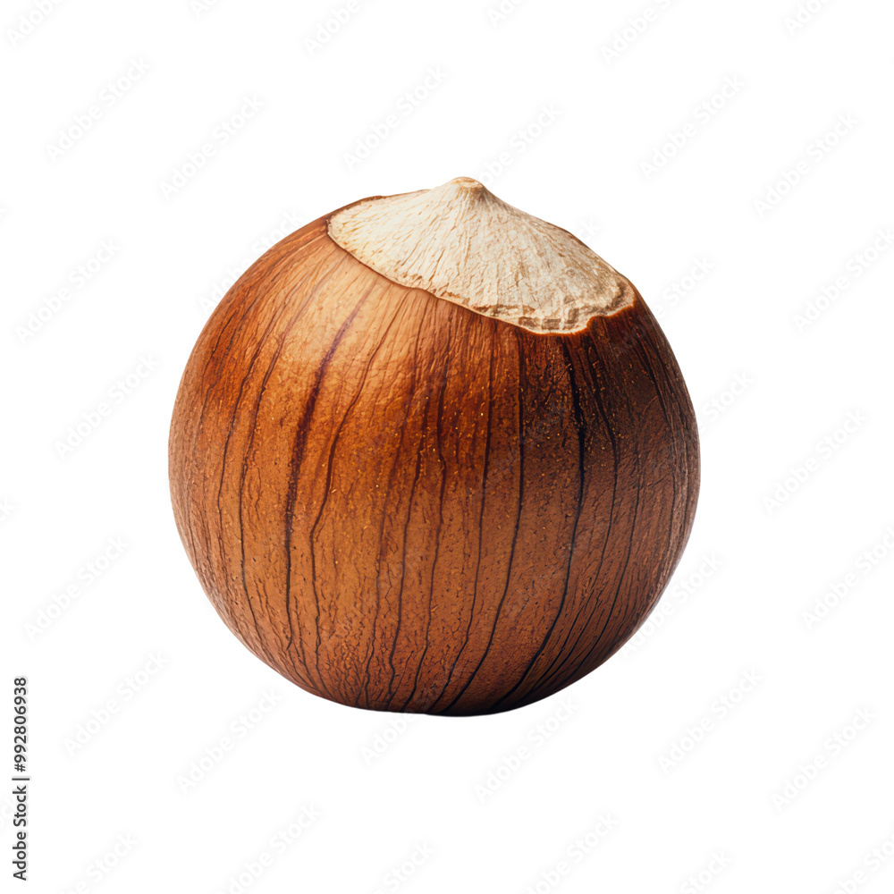 Close-up of a Single Hazelnut with Detailed Texture and Isolated on a Transparent Background Close-up of a Single Hazelnut with Detailed Texture and Isolated on a Transparent Background