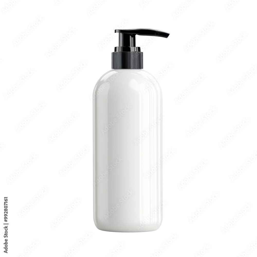 White Plastic Pump Bottle for Liquid Soap, Lotion, or Shampoo on Transparent Background White Plastic Pump Bottle for Liquid Soap, Lotion, or Shampoo on Transparent Background