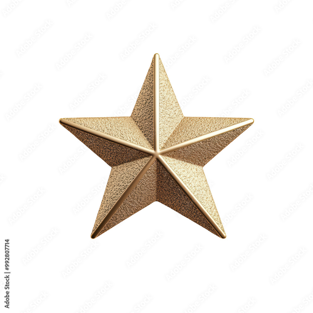 Golden 3D Star with Textured Surface on Transparent Background for Awards, Achievements, and Celebrations Golden 3D Star with Textured Surface on Transparent Background for Awards, Achievements, and Celebrations