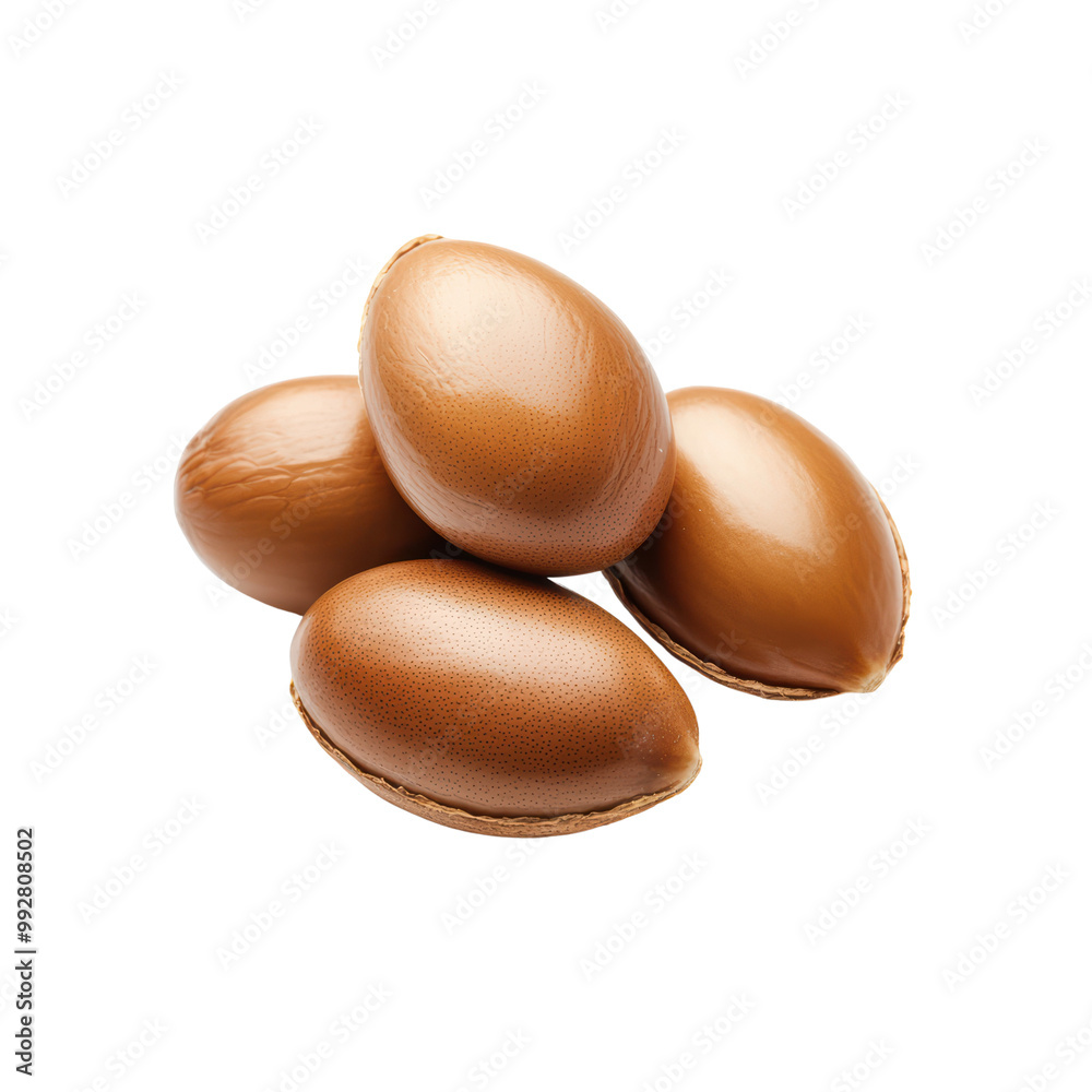 Close-up of Shiny Brown Argan Nuts Isolated on Transparent Background Close-up of Shiny Brown Argan Nuts Isolated on Transparent Background