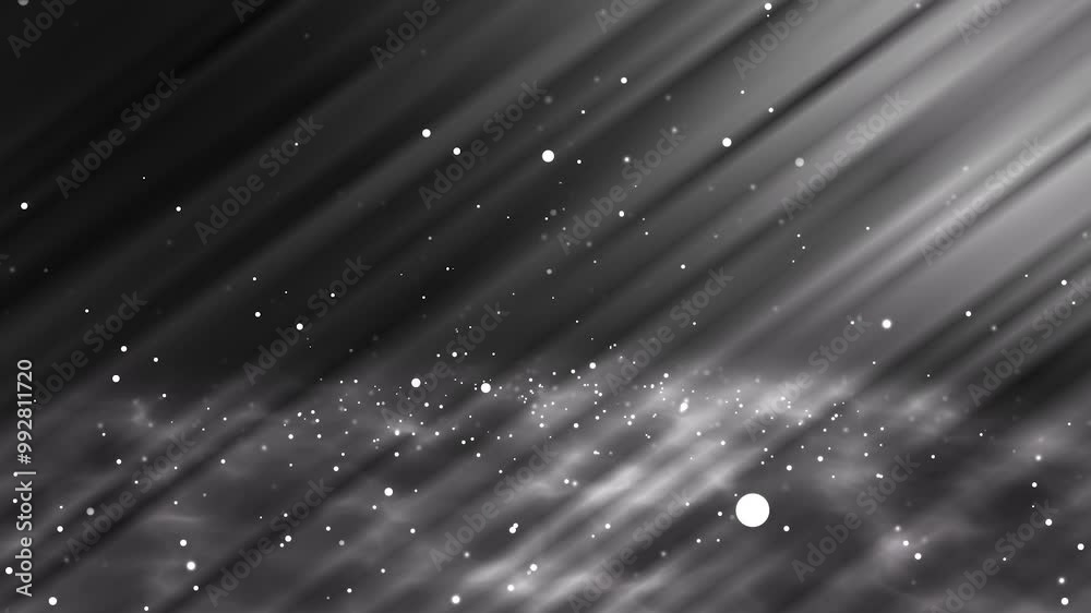 Particles falling and bouncing background, Rays lights animation