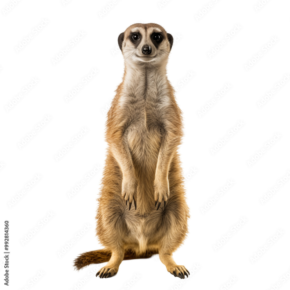 Cute Meerkat Standing Upright On White Background Cute Meerkat Standing Upright On White Background