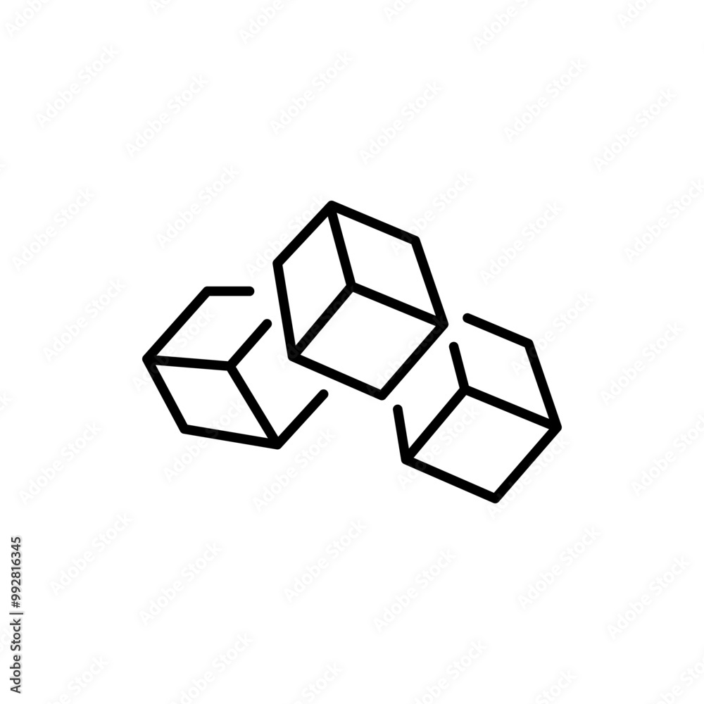 Three cubes vector line icon Three cubes vector line icon