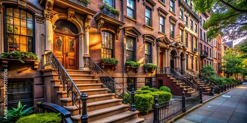 Elegant Brownstone Architecture in Manhattan, New York City with Classic Urban Charm and Character