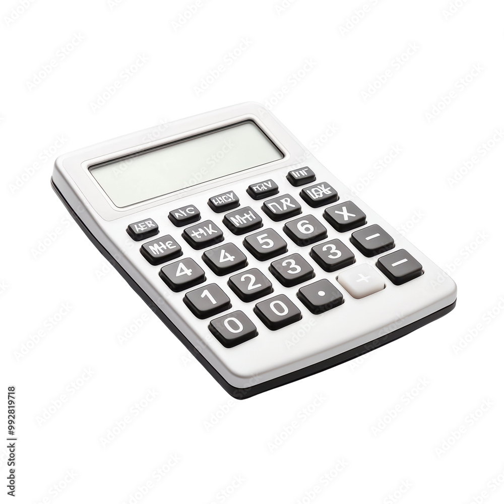 White Electronic Calculator with Large Buttons Isolated on Transparent Background for Office and School Use White Electronic Calculator with Large Buttons Isolated on Transparent Background for Office and School Use