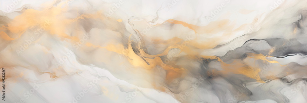 Naklejka premium Marble background in shades of white and gold and gray for a glamorous Generative AI