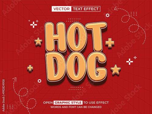 hot dog editable text, font effect, 3d text for title