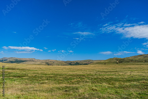 Rural landscape with canyon and river photo