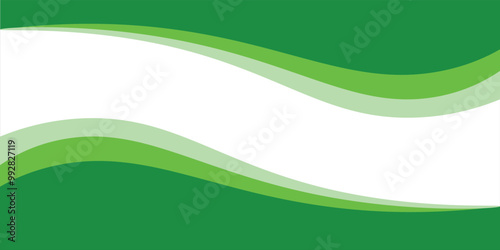 Abstract White and Green wave wide background banner