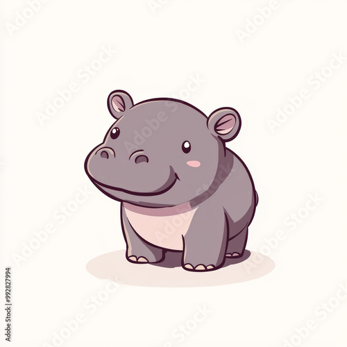 A kawaii-style pygmy hippopotamus 