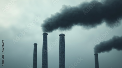 Industrial Pollution - Smoke Stacks and Black Smoke