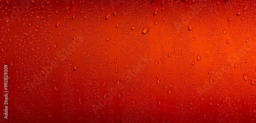 Fotografija Red Water Drops Splashed On Flat Surface